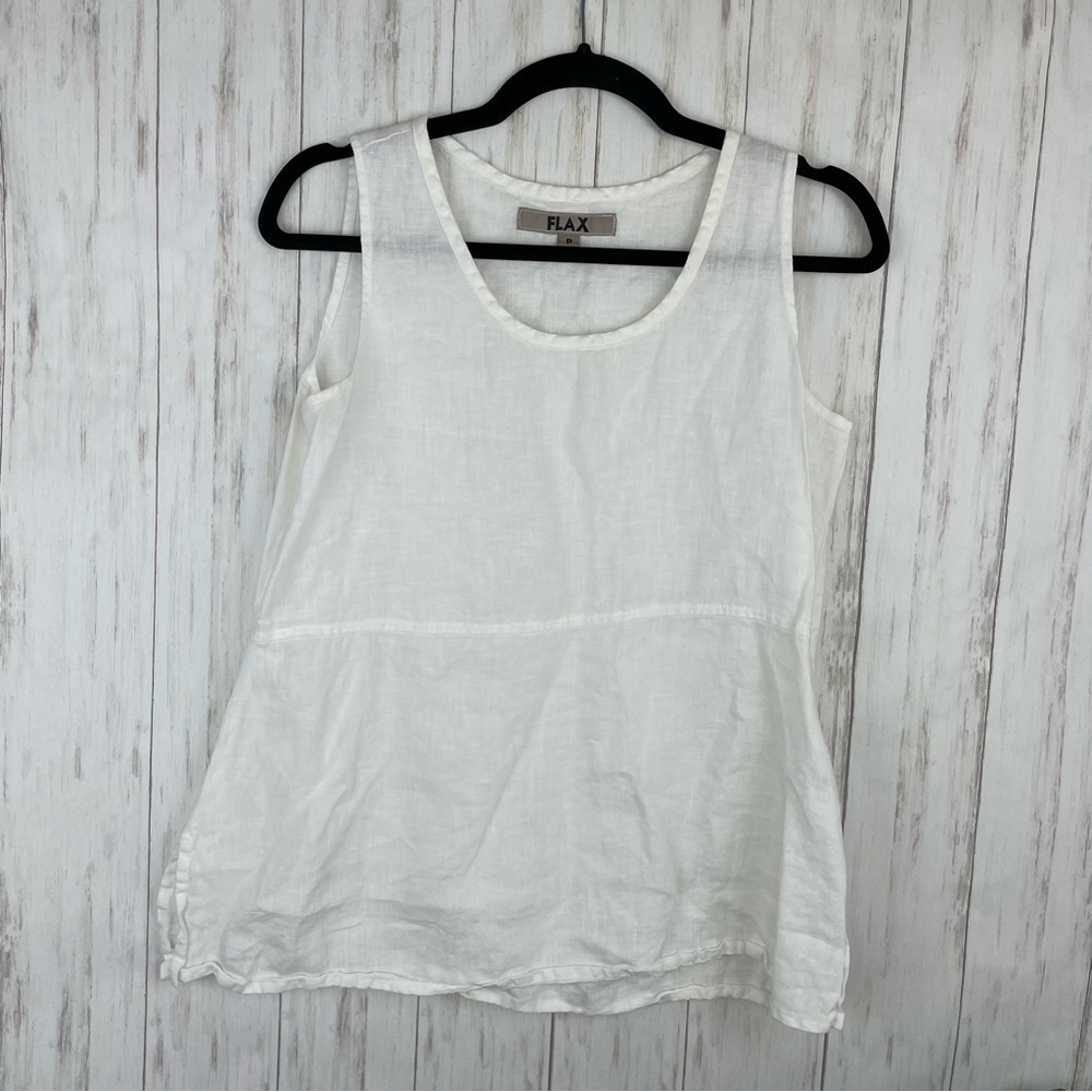Flax small white 100% linen tank